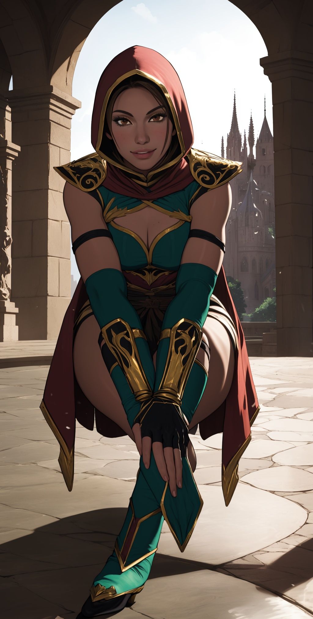 Jade,  wearing hood,  brown eyes on Tensor.Art