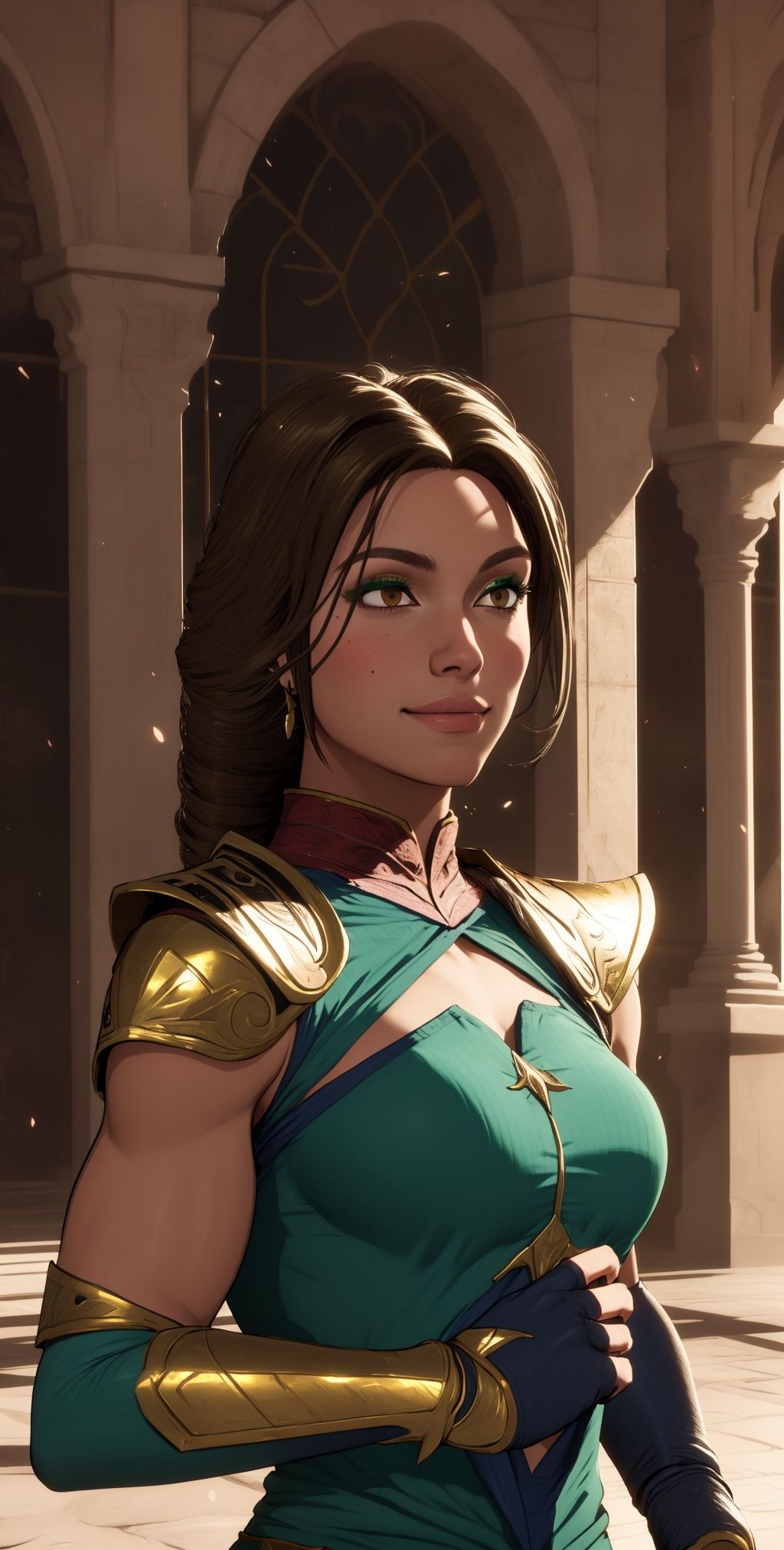 Jade,  brown eyes,  green ninja mask on Tensor.Art
