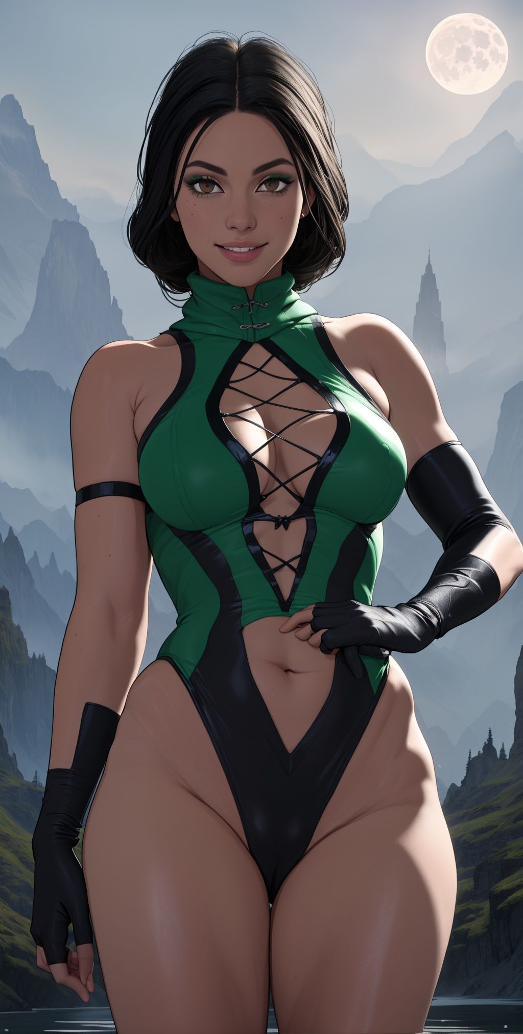 Jade,  black hair,  brown eyes on Tensor.Art