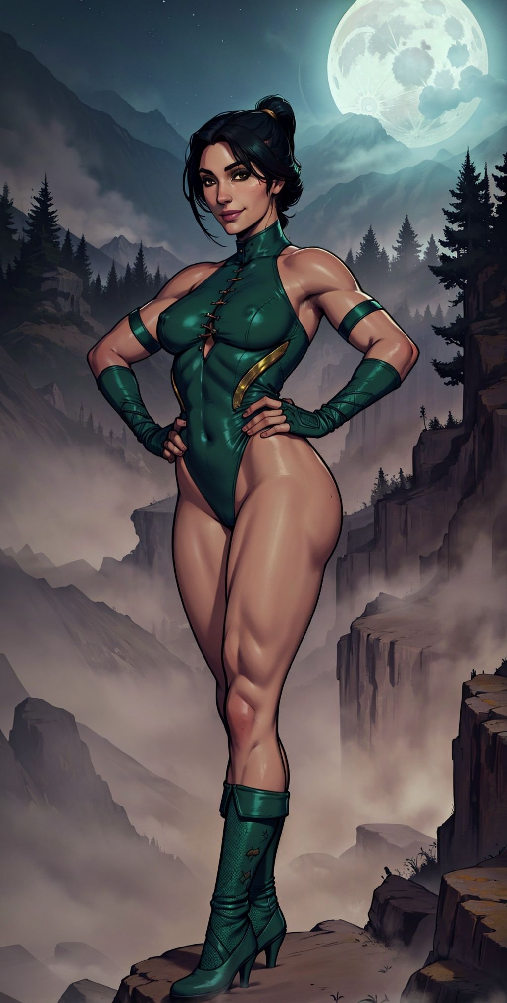 Jade,  black hair,  brown eyes on Tensor.Art