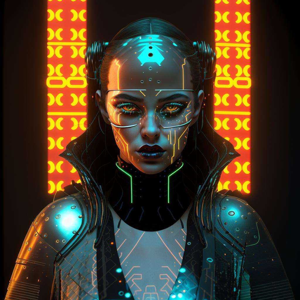 Hyperrealistic and heavy detailed 90's cyberpunk Victoria secret's runway show of a sexy cyberpunk girl,  wearing tight fu...