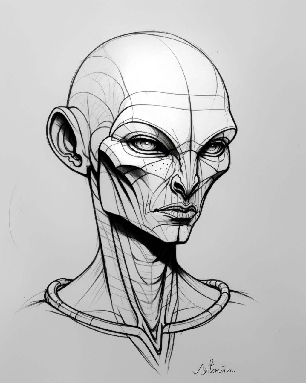 pencil sketch of an alien on Tensor.Art