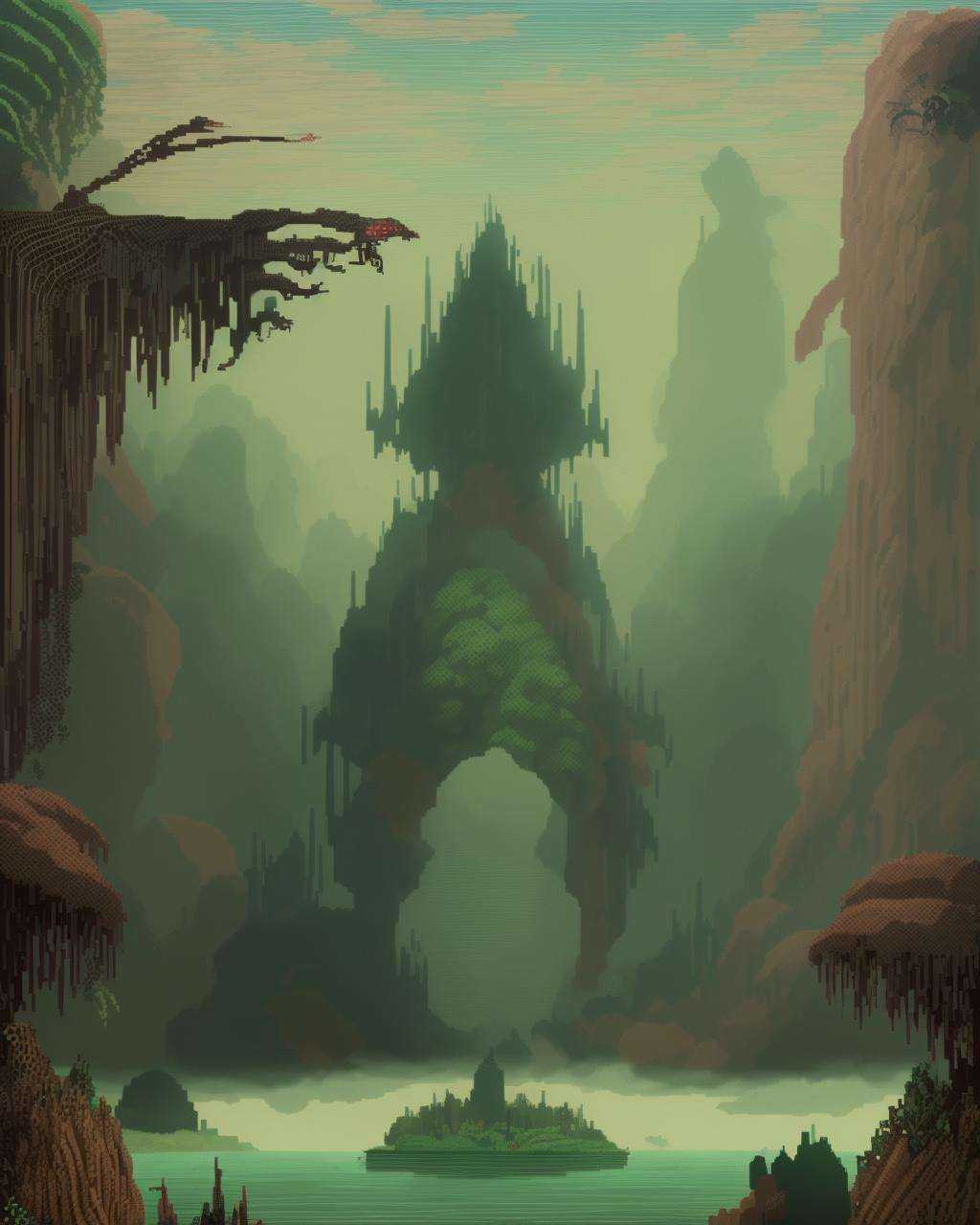 -A surreal,  dreamlike sequence set in a bizarre,  otherworldly landscape. The scene is filled with intricate details and...