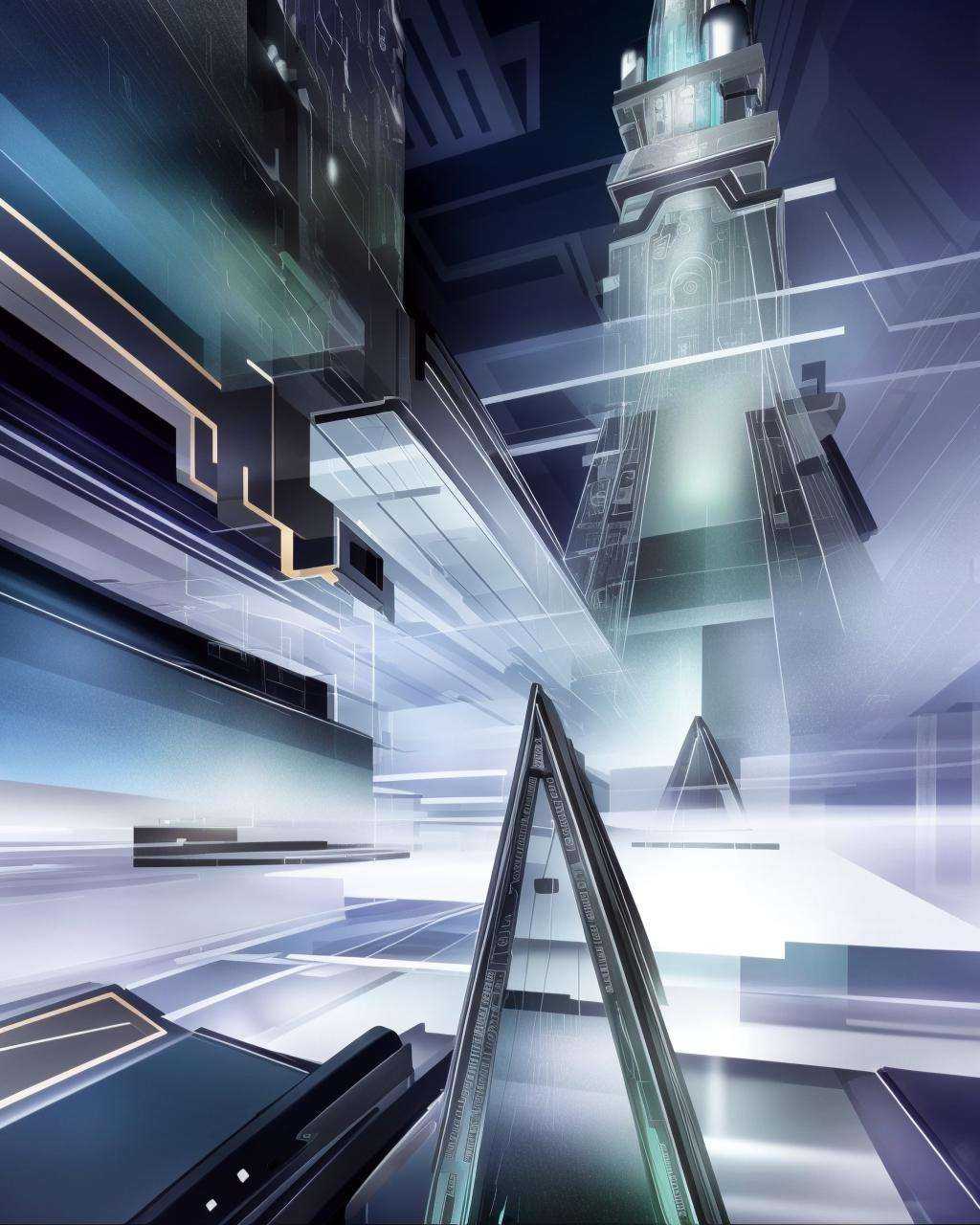 a futuristic city with a futuristic tower in the background ,  high quality,  high textured on Tensor.Art