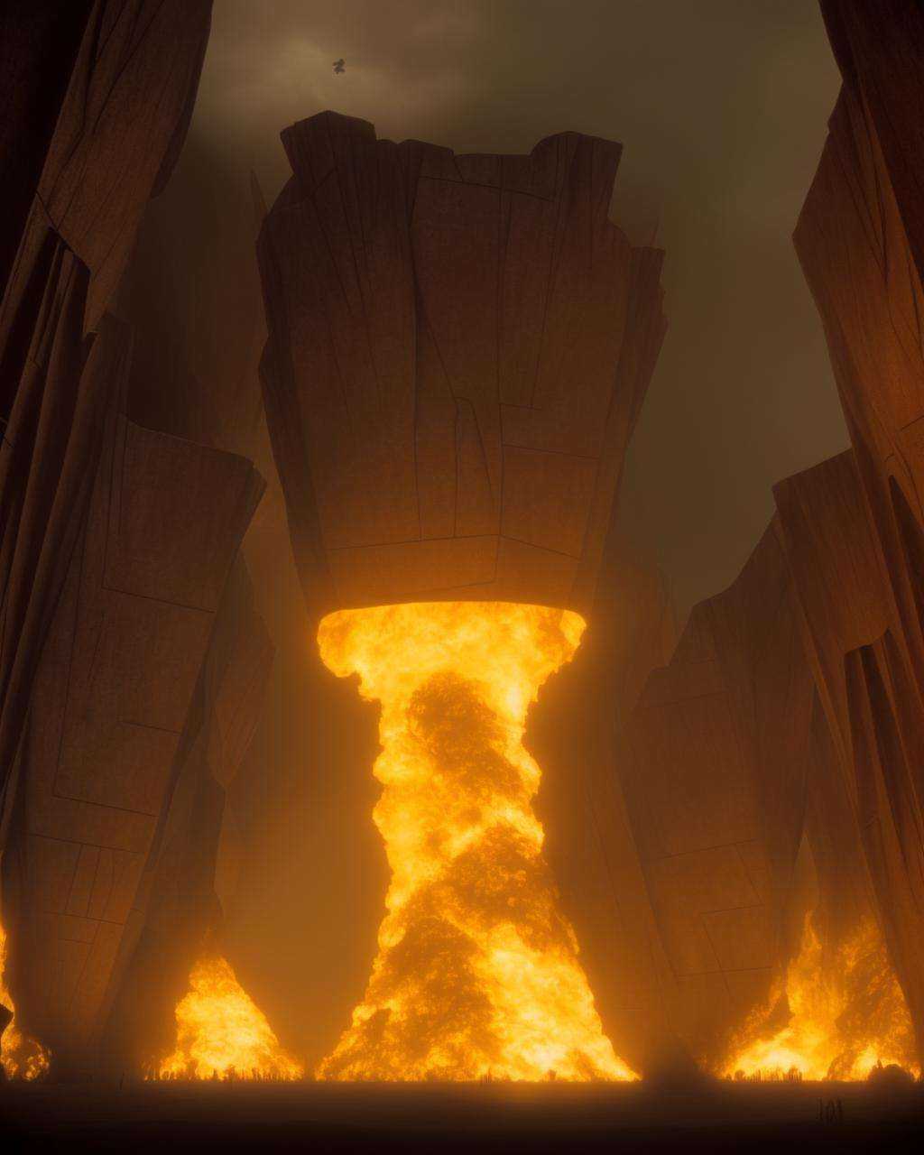 a fire is burning in a dark room ,  Cedric Seaut (Keos Masons),  a detailed matte painting on Tensor.Art