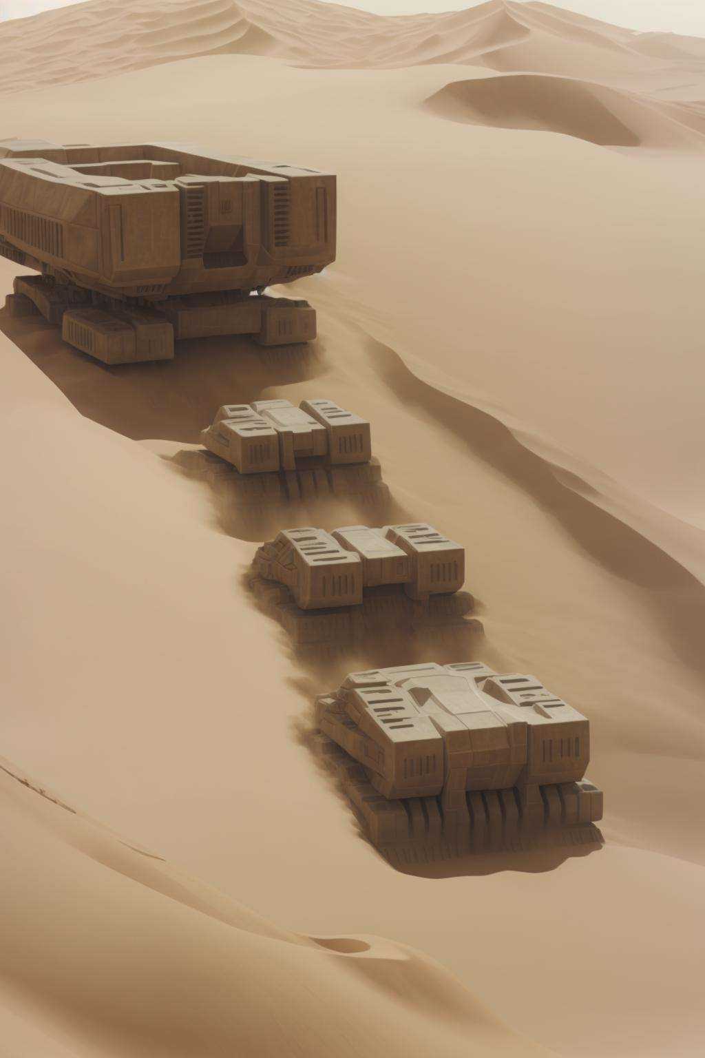 a truck driving through a desert with a lot of dust on Tensor.Art