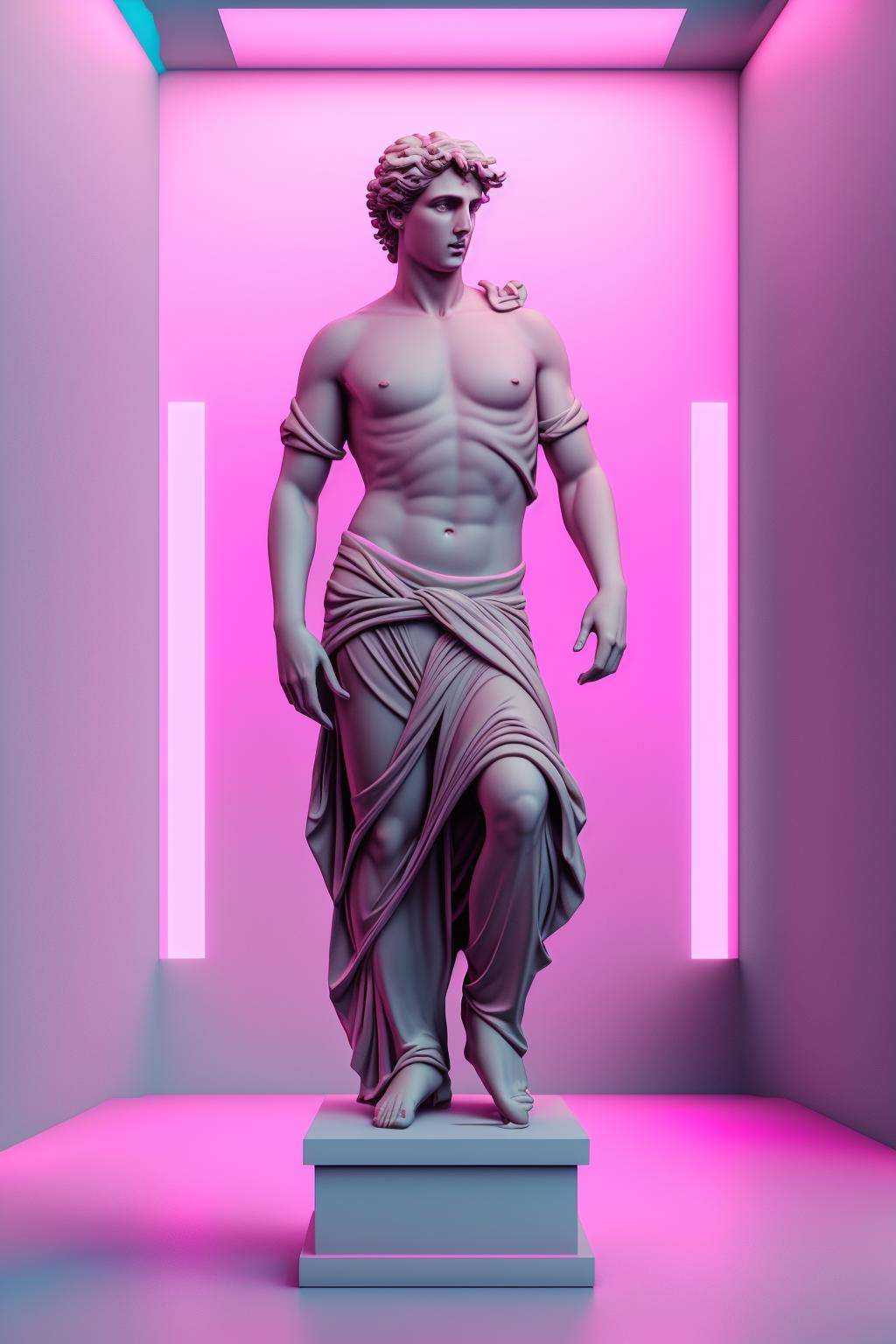 a statue of a man with a pink background ,  vaporwave,  c4d on Tensor.Art