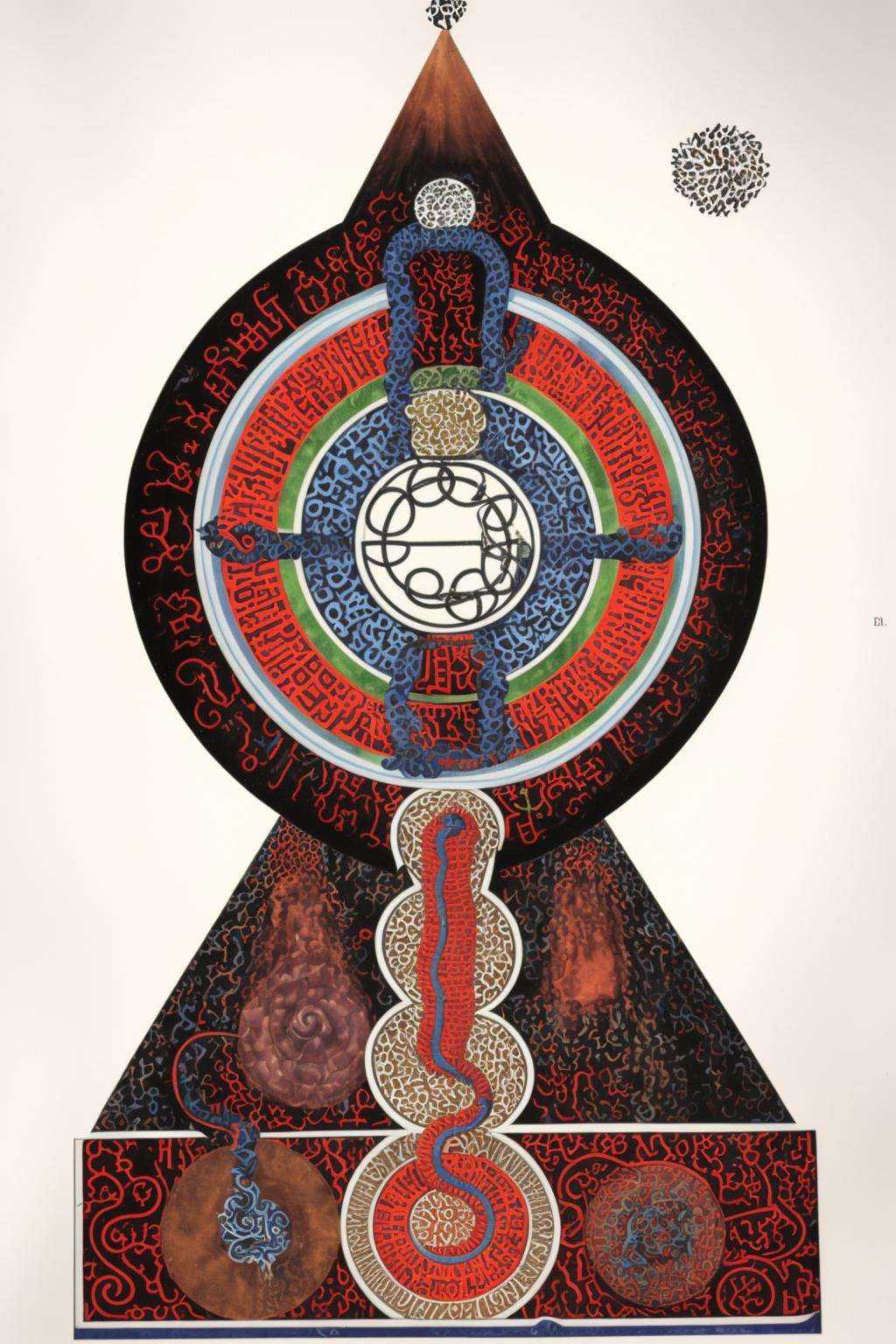a painting of a tree with a snake on it ,  solo,  english text on Tensor.Art