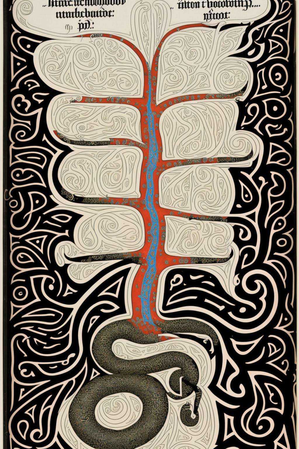 a painting of a tree with a bird on it ,  solo,  english text on Tensor.Art