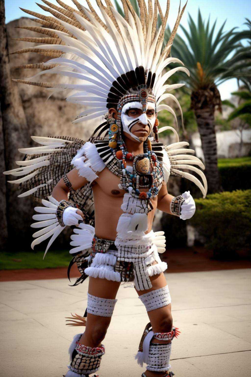 a person in a white costume with feathers on Tensor.Art