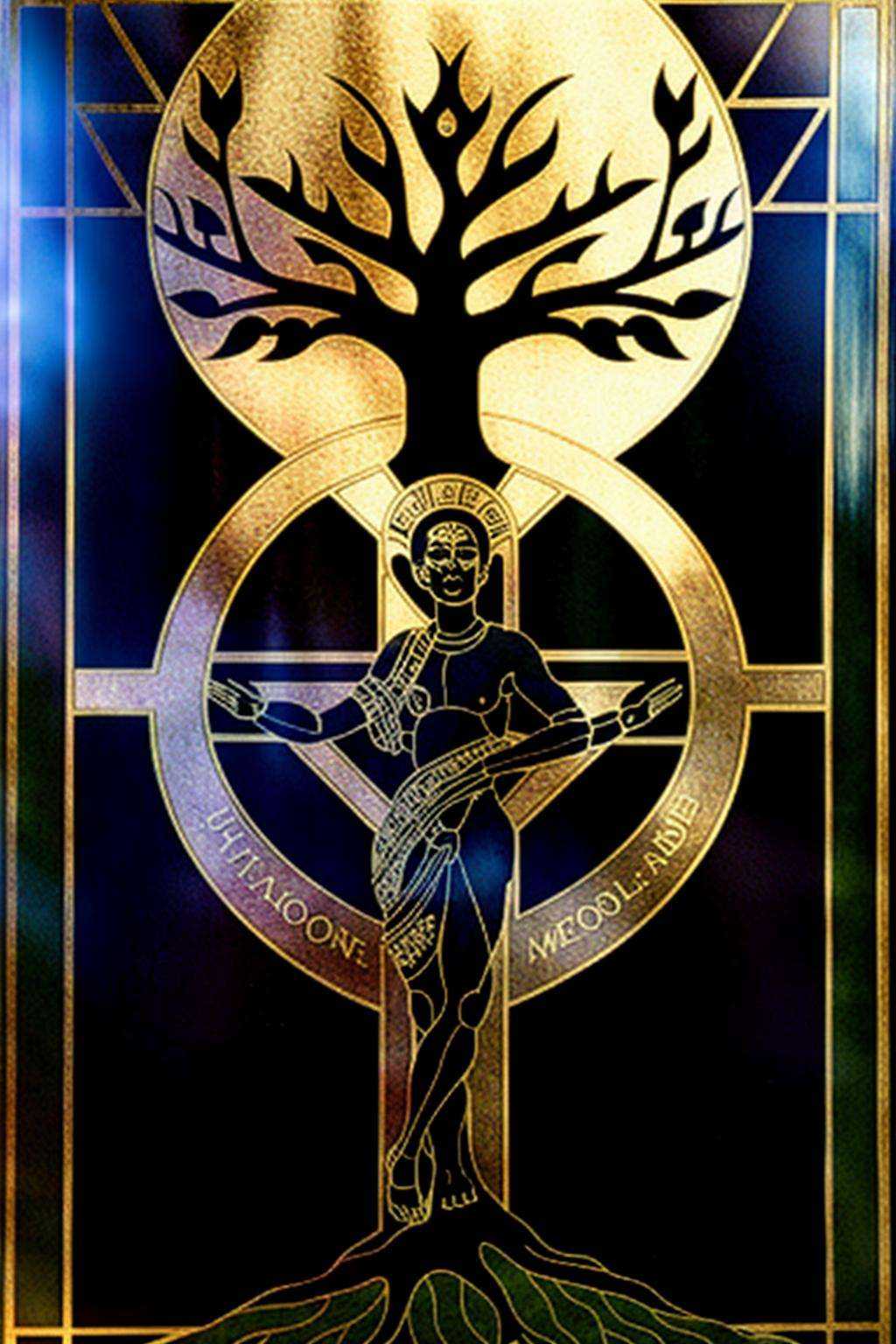 a cross with a tree of life on it ,  solo,  looking at viewer on Tensor.Art