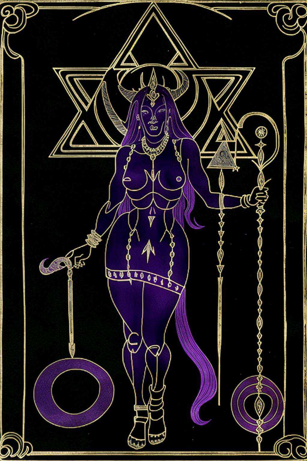 a drawing of a demon with a staff and a demon ,  1girl,  solo on Tensor.Art