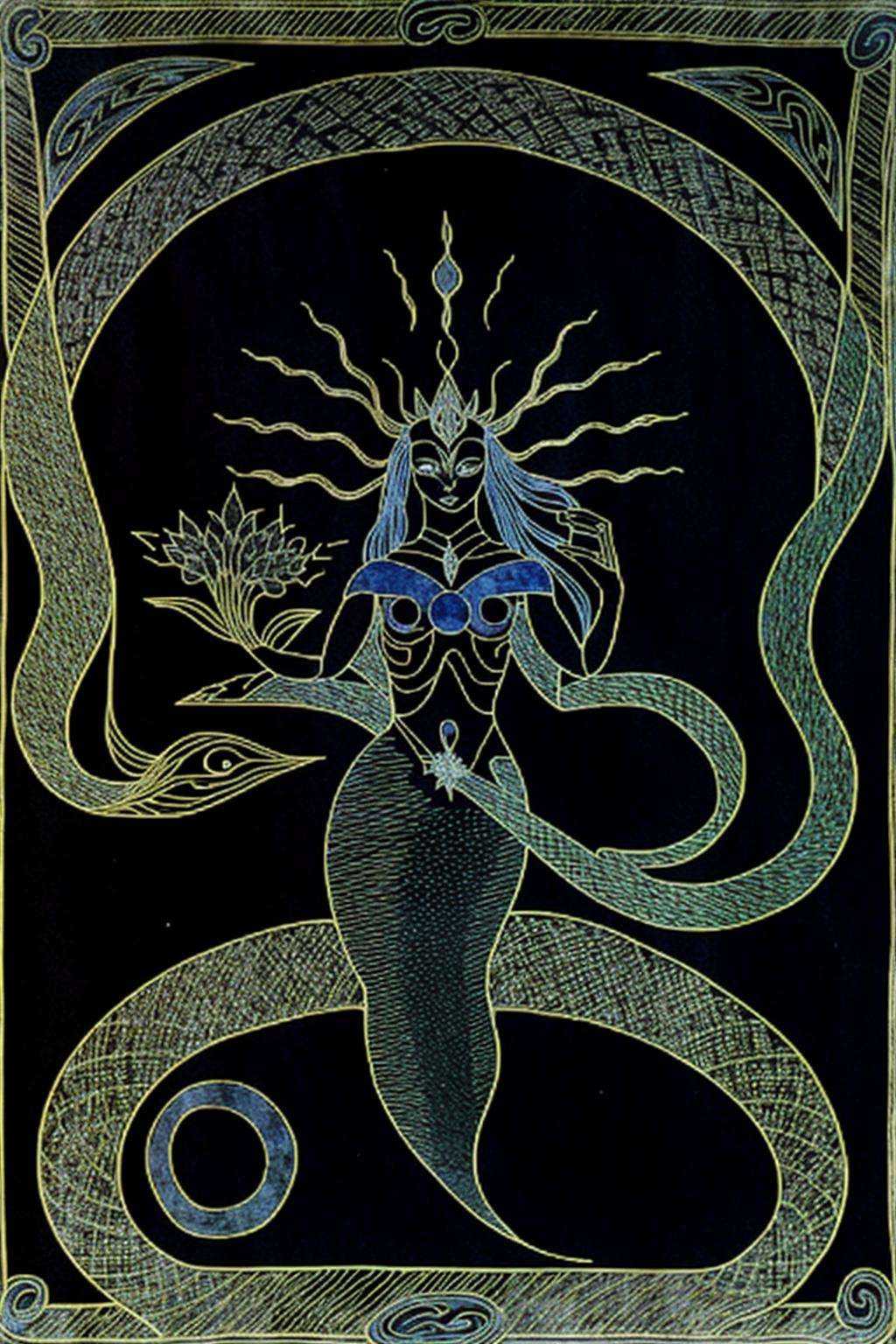 a drawing of a mermaid with a sun above it ,  solo,  no humans on Tensor.Art