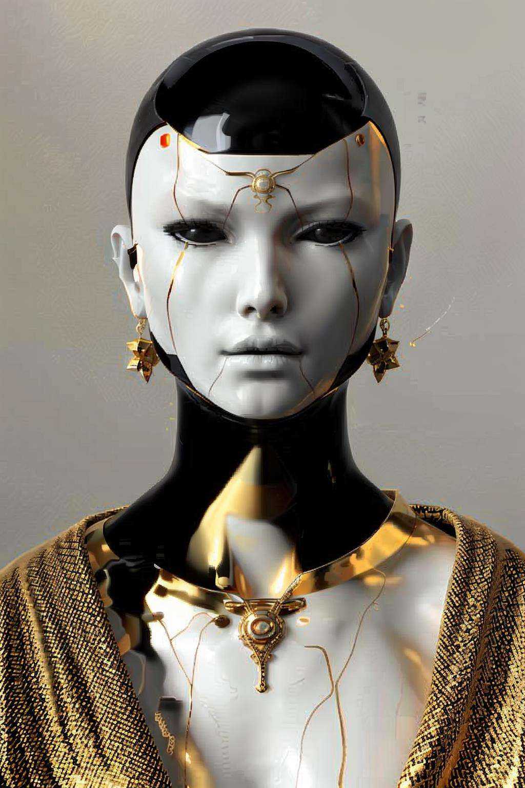 a woman in a dress with a necklace and earrings _ 3d_portrait ,  c4d ,  render on Tensor.Art
