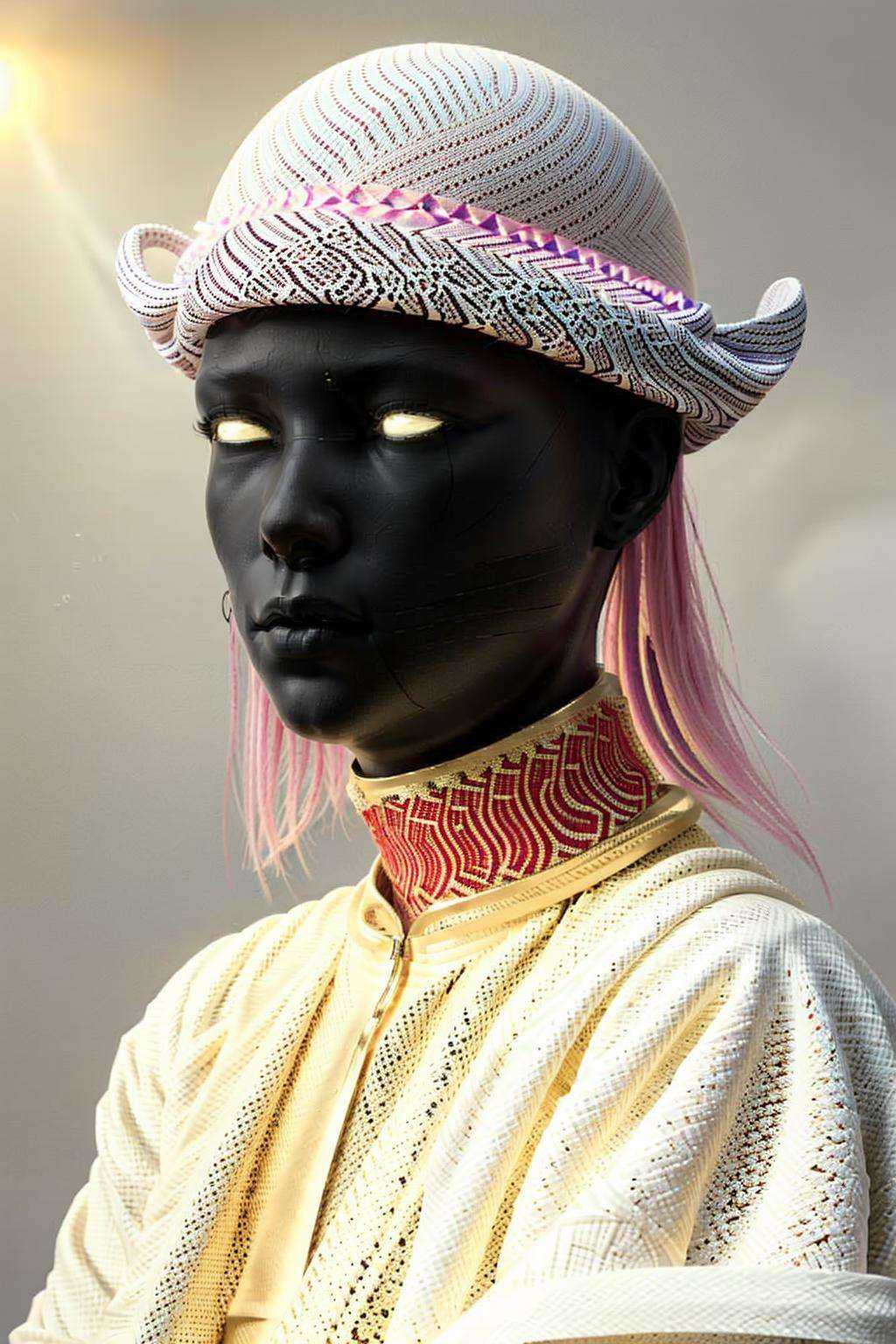 a woman wearing a pink hat and a pink sweater _ 3d_portrait ,  c4d ,  render on Tensor.Art