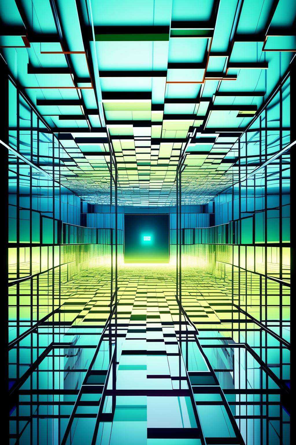 a room with a lot of glass cubes ,  indoors,  no humans on Tensor.Art