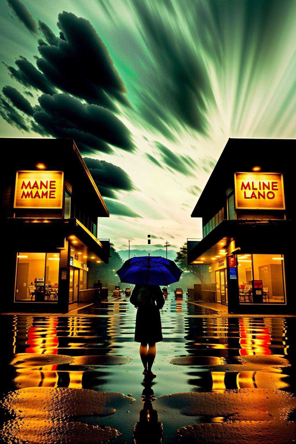 a person walking in the rain with an umbrella ,  1girl,  solo on Tensor.Art