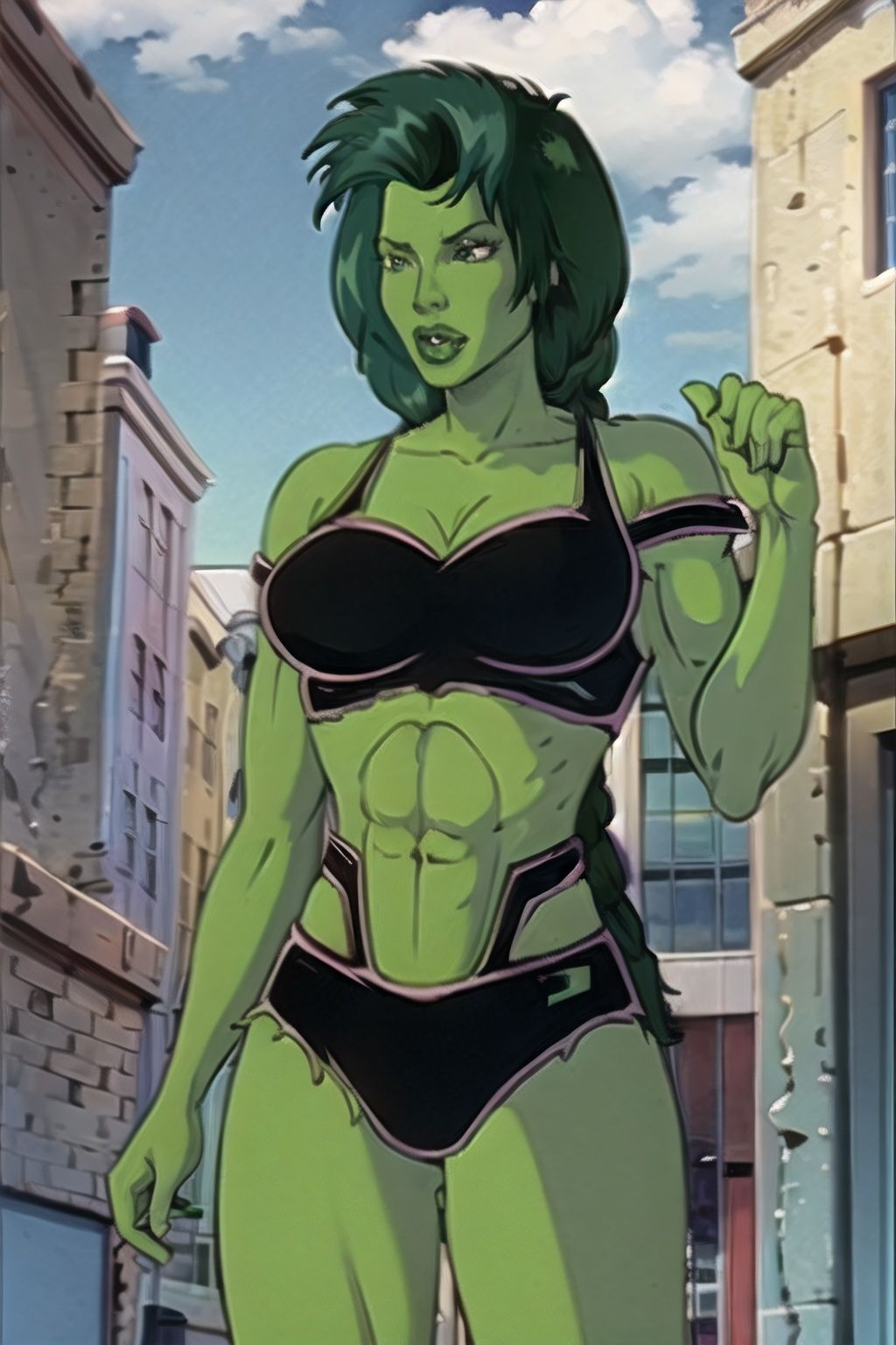 shehulk_blacktop,  long_hair,  green_hair on Tensor.Art