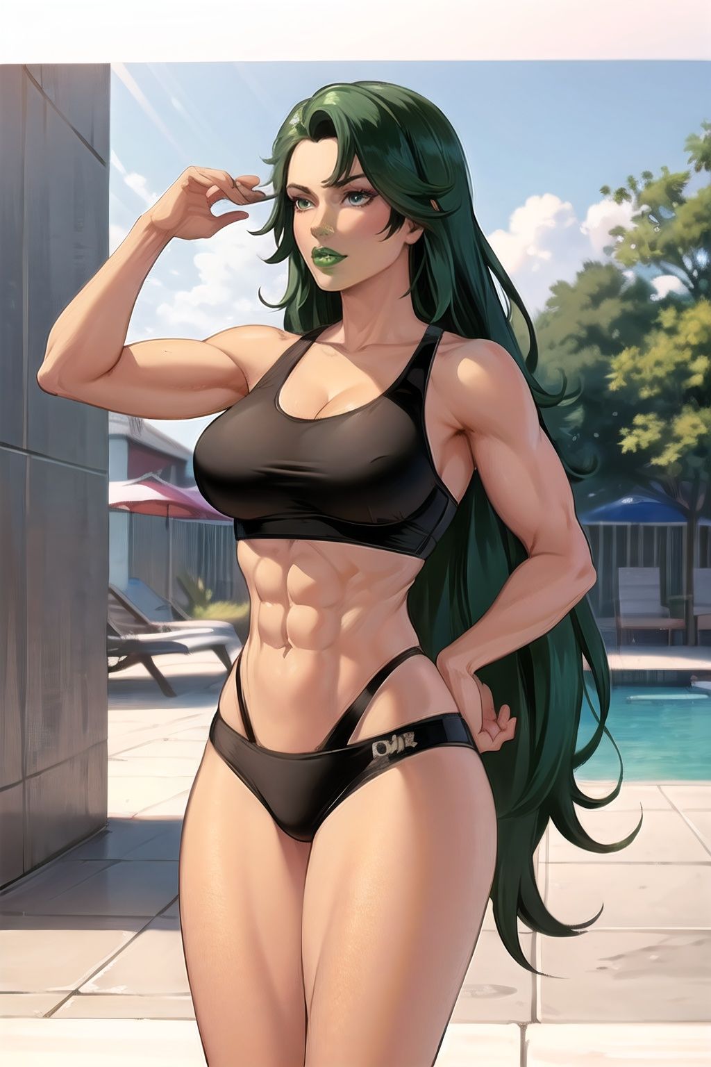 shehulk_blacktop,  long_hair,  green_hair on Tensor.Art