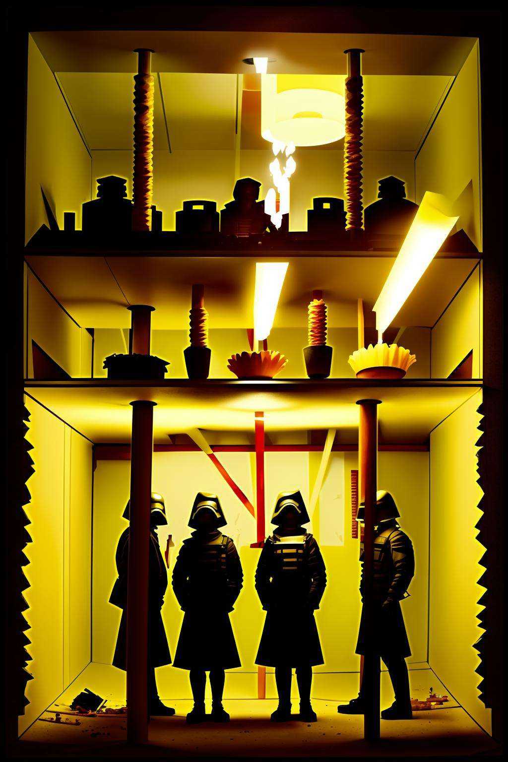 con_art1 Underground hideout,  dimly lit with sputtering candles,  rebels huddled on Tensor.Art