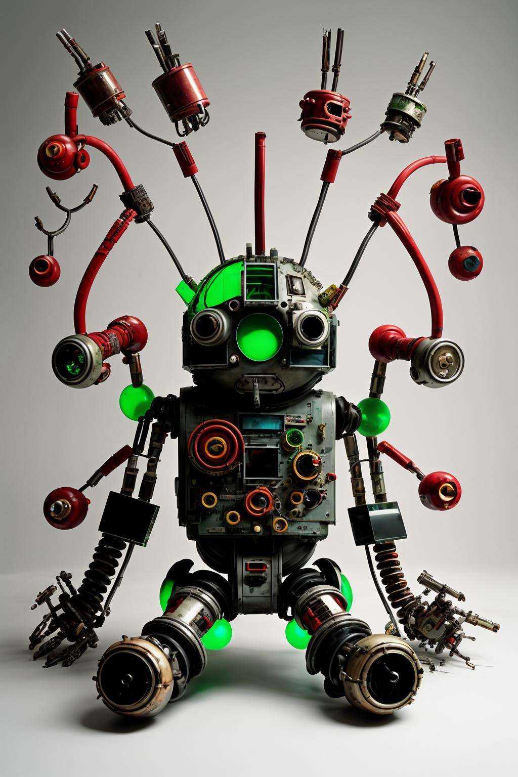 Sculpture: An assemblage of discarded electronics,  wires,  and circuit boards on Tensor.Art