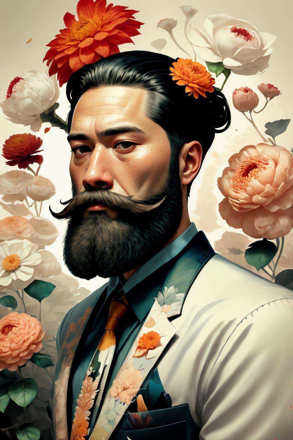 a man with a mustache and a suit ,  Gardenia_Portraits on Tensor.Art
