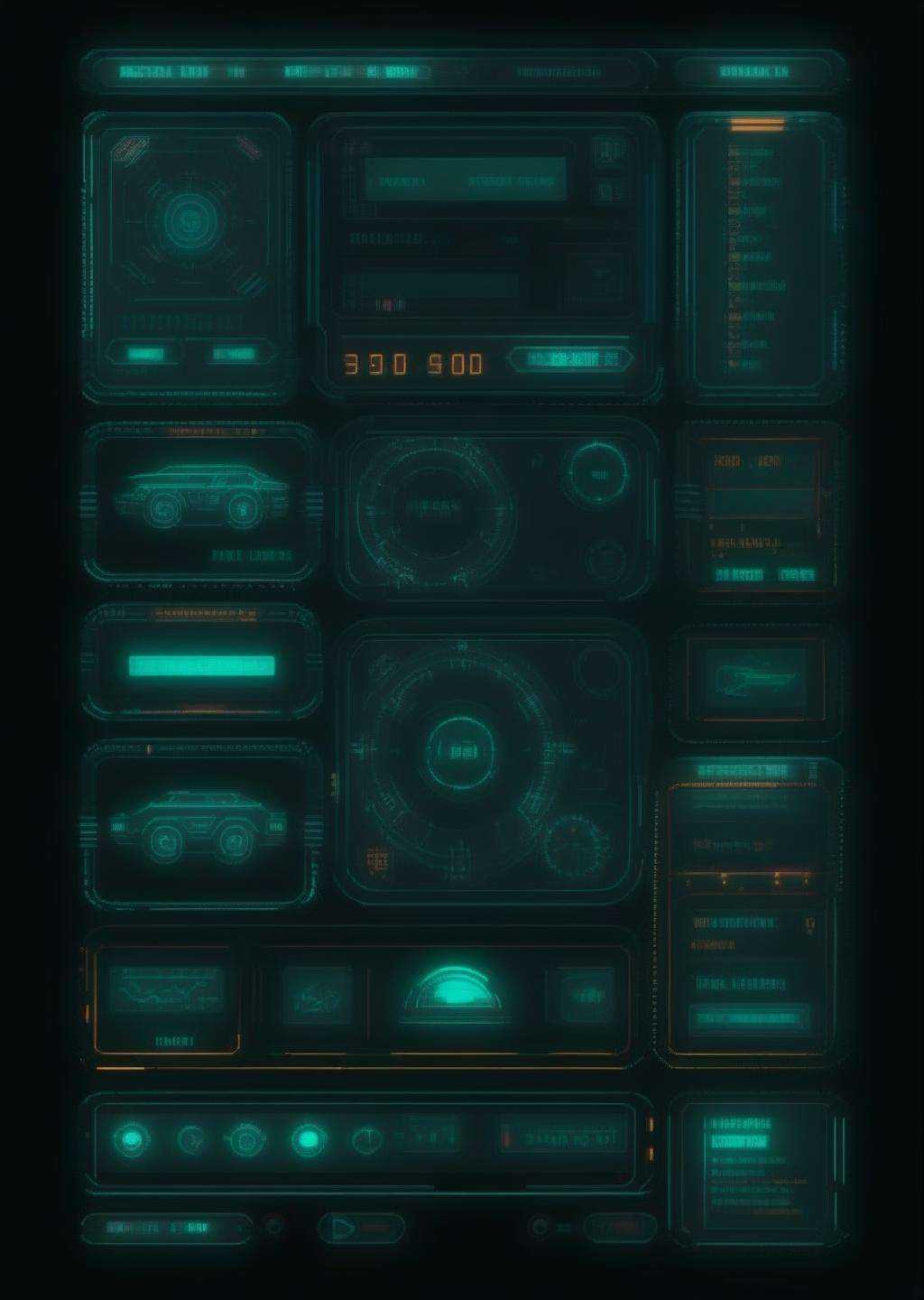 user interface of a futuristic vehicle cyberpunk style,  90's sci-fi style on Tensor.Art
