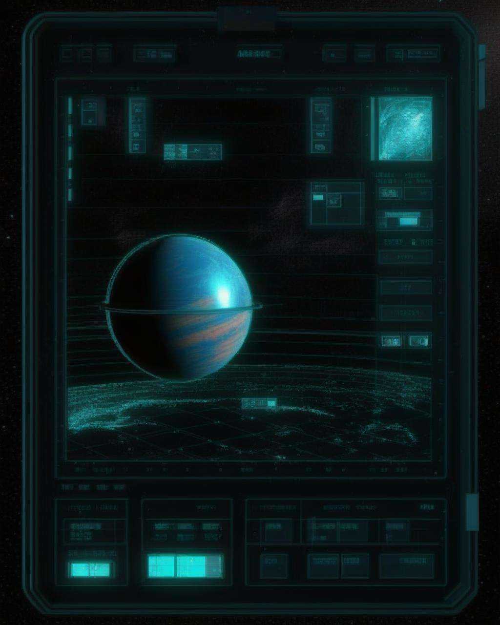 a 3d planet on a spacecraft interface on Tensor.Art