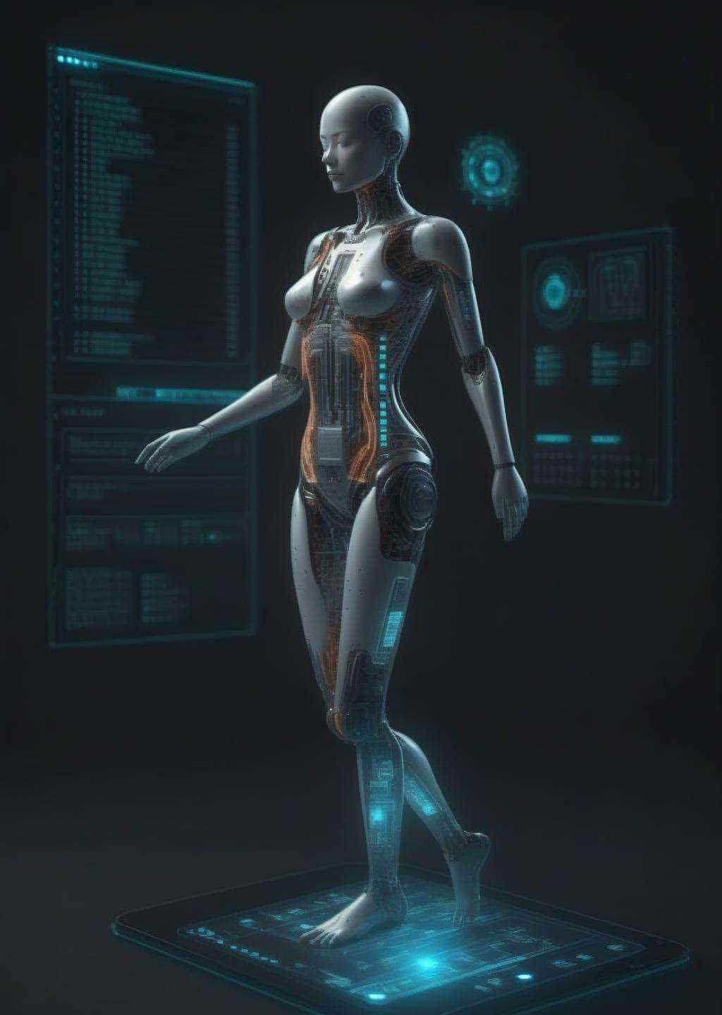 a 3d person on a cyborg interface on Tensor.Art