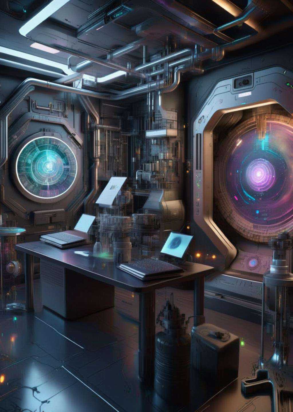 ((magazine photography)) ,  Alchemical fusion lab,  AI-alchemists transmuting matter and data on Tensor.Art