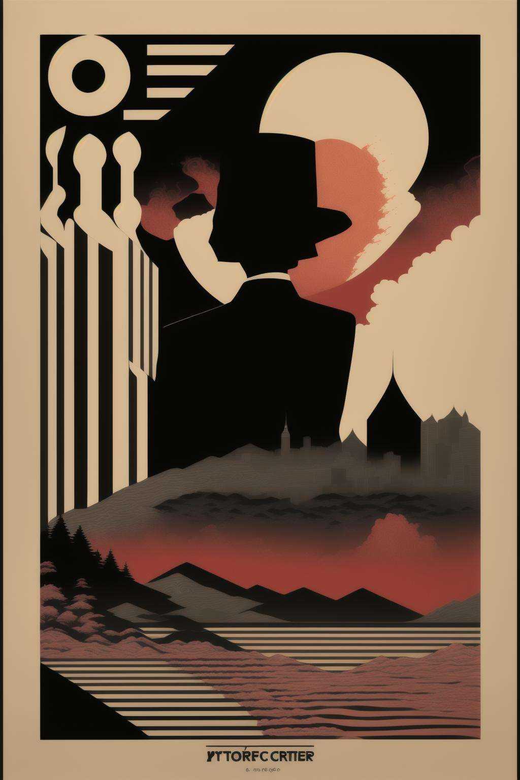 psychedelic_noir ,  a black and red poster with a map of the uk on Tensor.Art