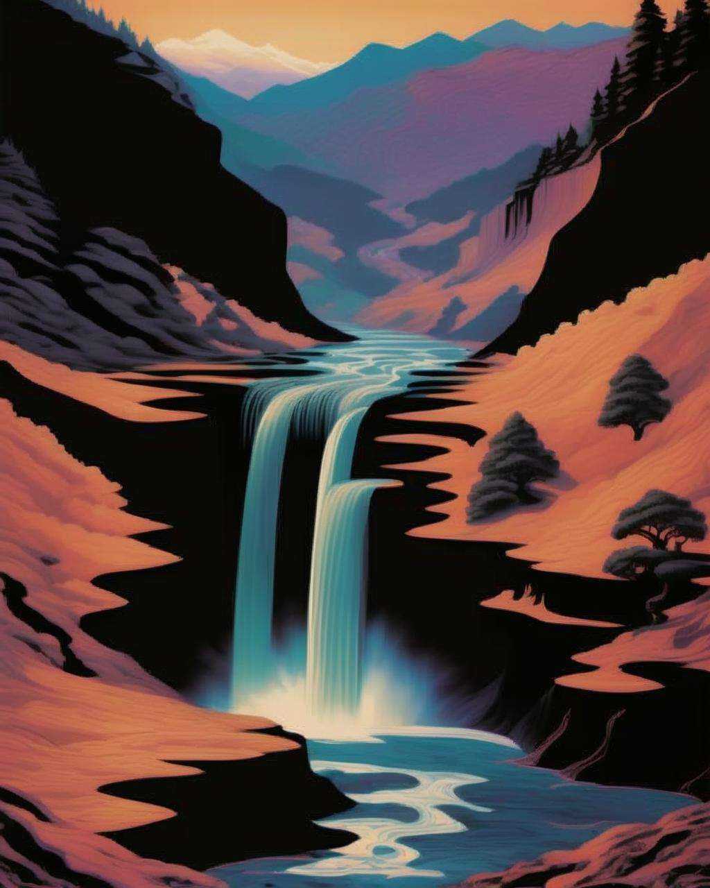Cascading waterfalls of thought cascade down the cliffs of introspection,  carving valleys of introspective wonder. on Ten...