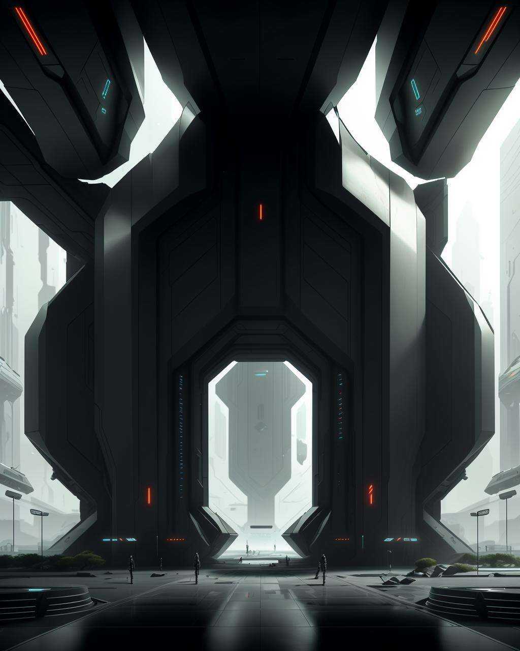 a futuristic city with a futuristic gate and a futuristic building ,  futuristic,  8k on Tensor.Art