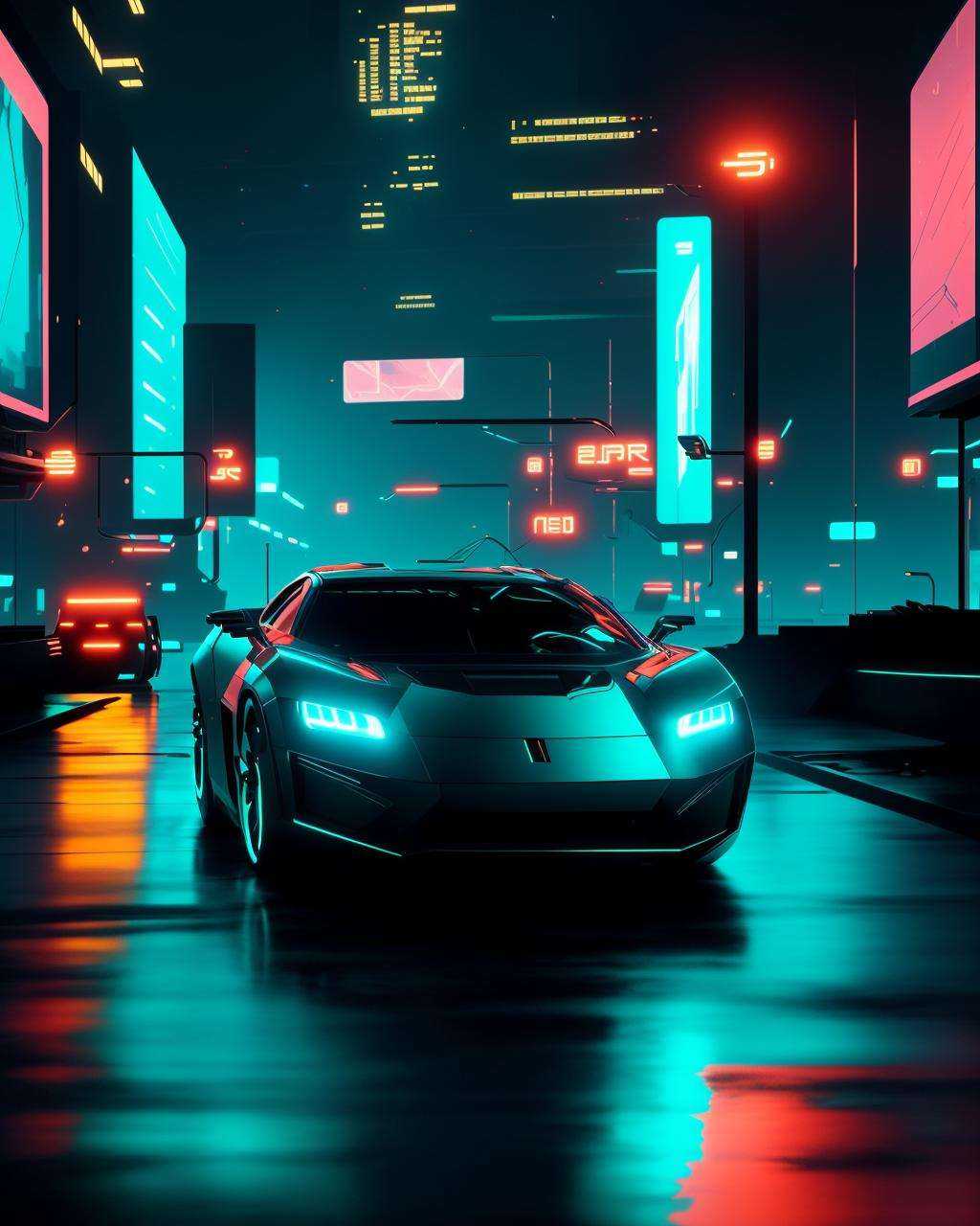 a car driving down a street at night ,  futuristic,  8k on Tensor.Art