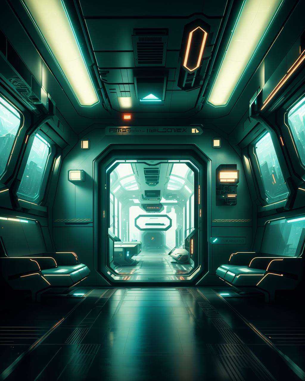 a room with a train in it ,  futuristic,  8k on Tensor.Art