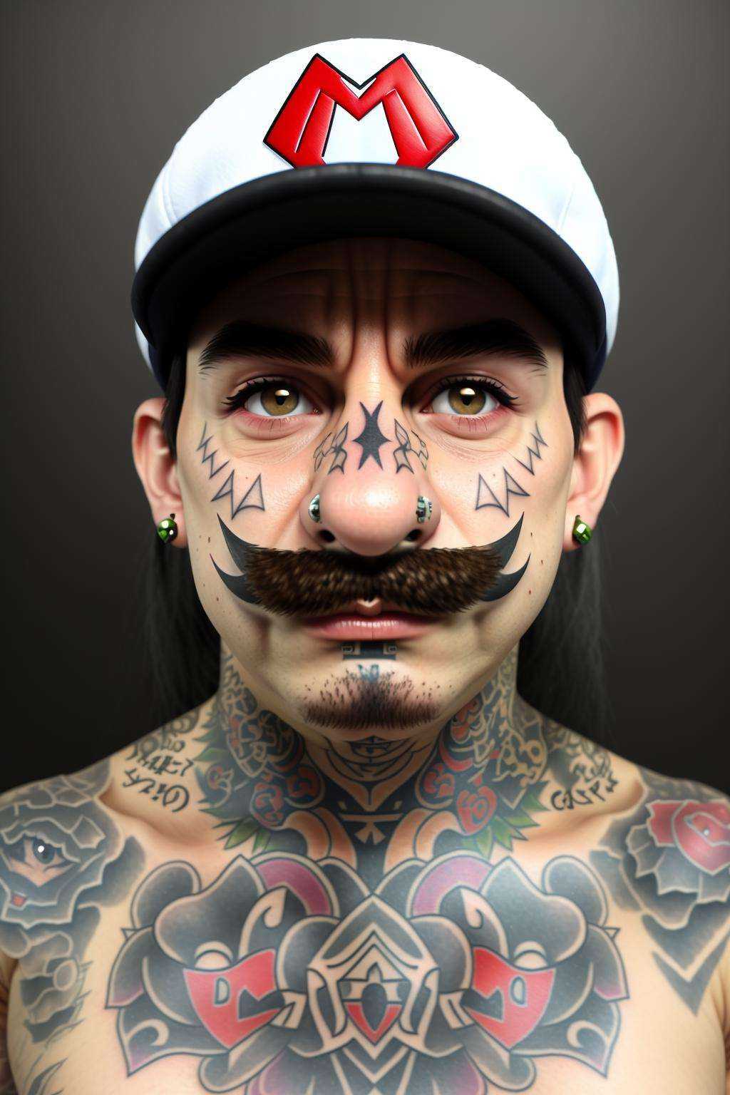 photo of person gangster with face tattoos,  trap vip,  real_mario on Tensor.Art