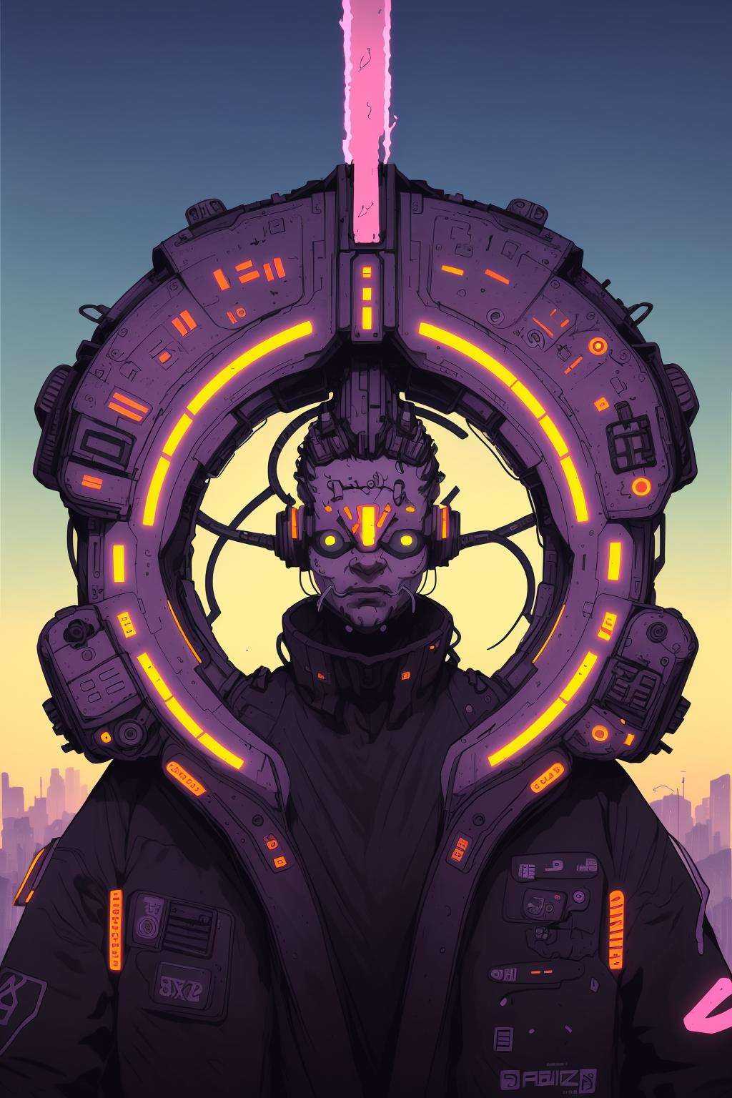 Vortex portal,  swirling rifts in reality connecting different dimensions,  casting multicolored beams across the dystopia...