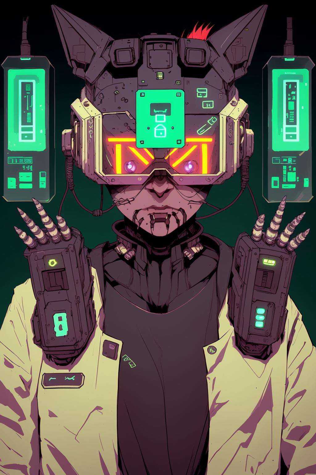 Cybernetic pet shop,  glass enclosures housing robotic companions,  their expressive LED eyes blinking with artificial emo...