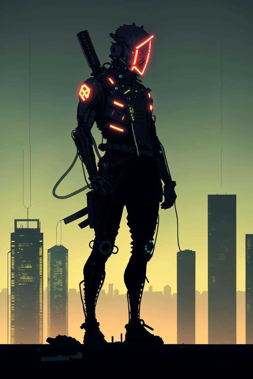 anime style ,  Skyline vista,  a lone figure stands atop an abandoned tower on Tensor.Art
