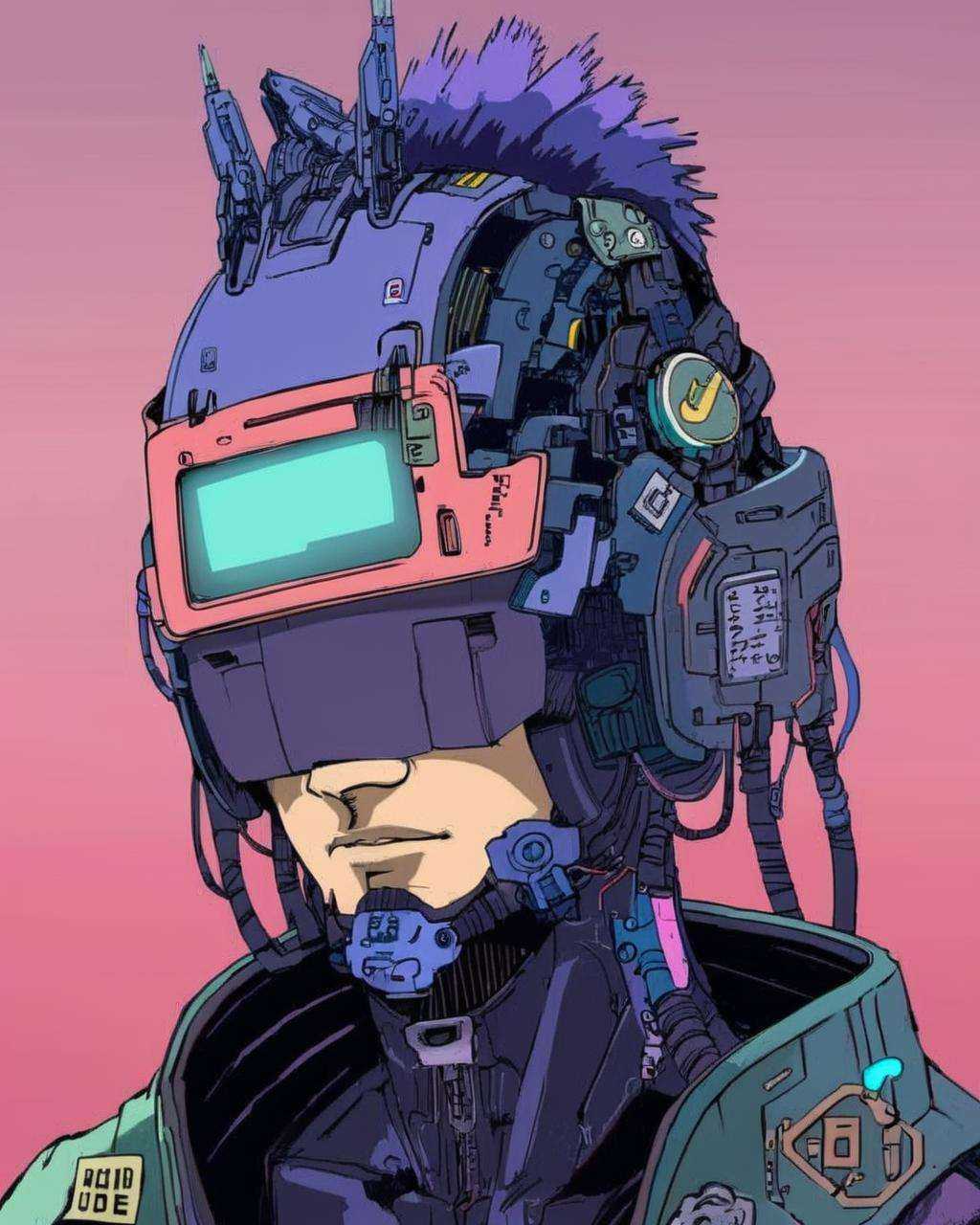 anime,  a man with a helmet on his head ,  cyberpunk on Tensor.Art