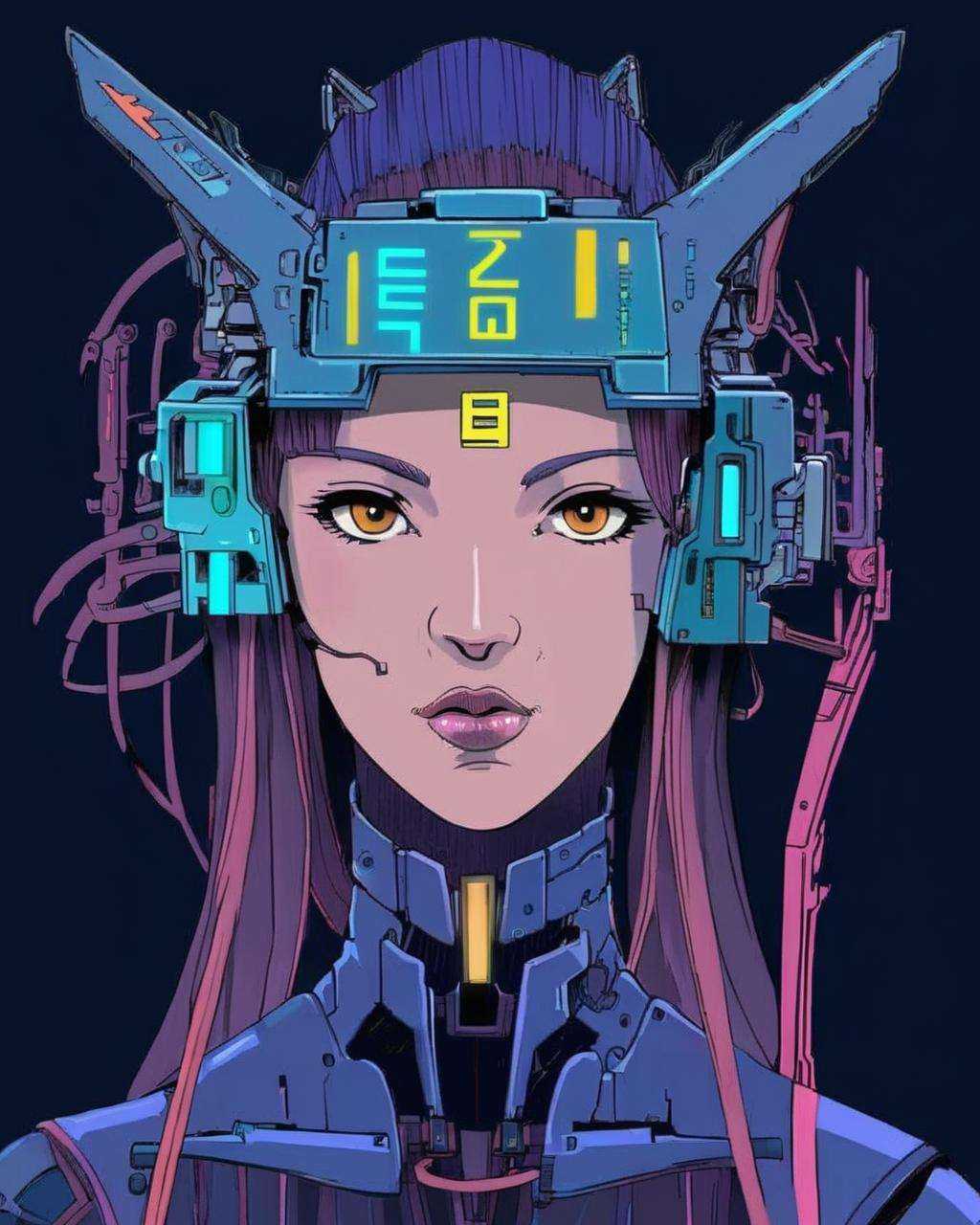 anime,  a woman with a futuristic headdress and a futuristic face ,  cyberpunk on Tensor.Art