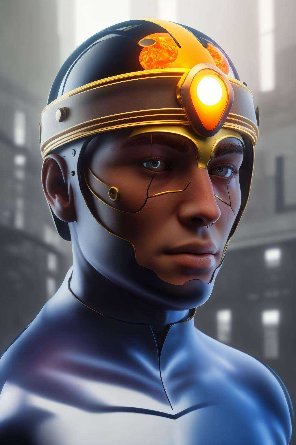 a man with a helmet on his head ,  cyb-3d-art on Tensor.Art