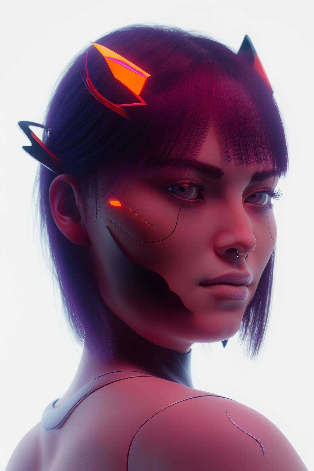 a woman with a futuristic face and headpiece ,  cyb-3d-art on Tensor.Art