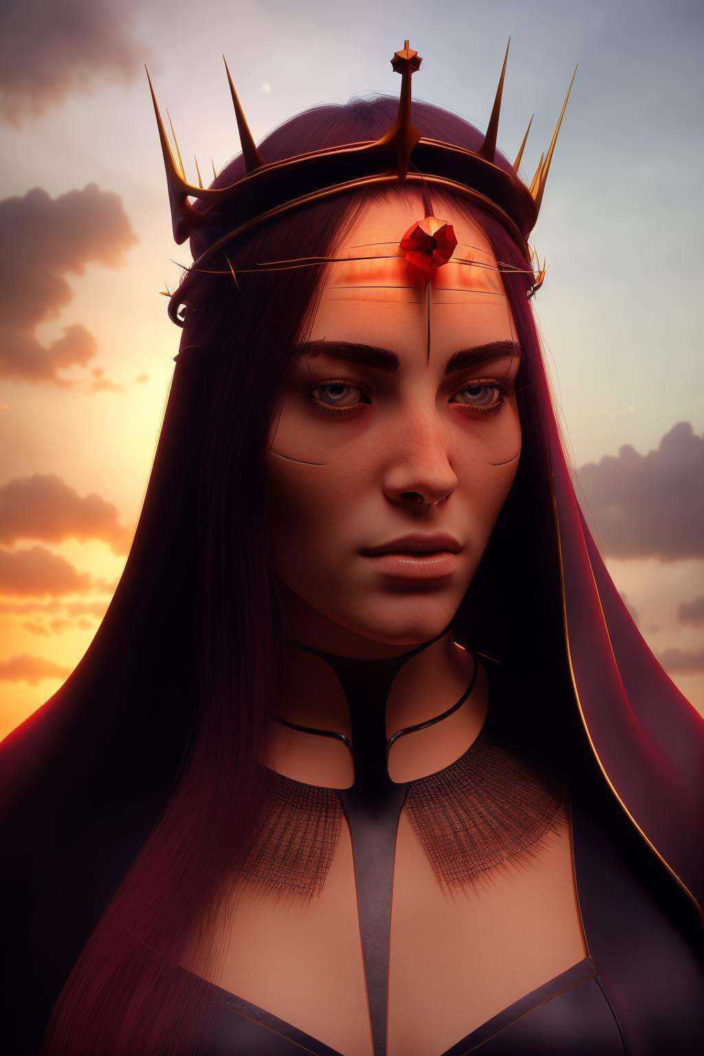 a woman with a crown of thorns on her head ,  cyb-3d-art on Tensor.Art