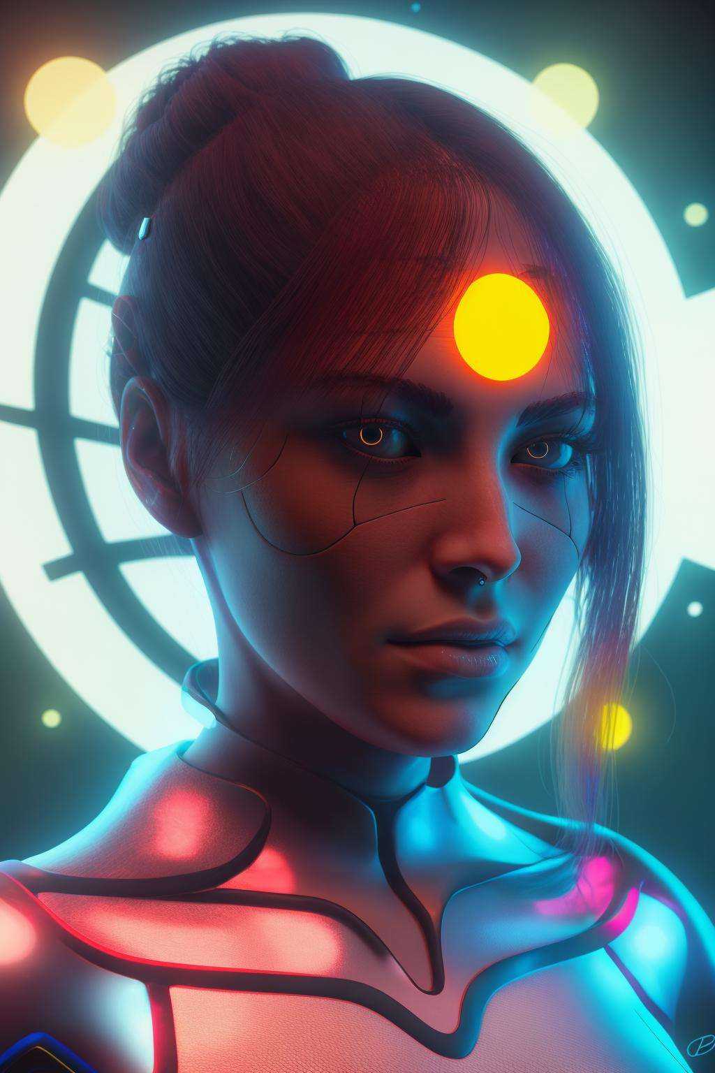 a woman with a futuristic face and head ,  cyb-3d-art on Tensor.Art