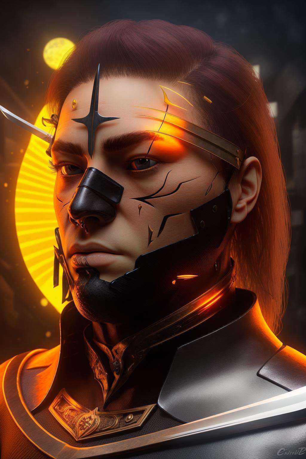 a man with a mask and a sword ,  cyb-3d-art on Tensor.Art