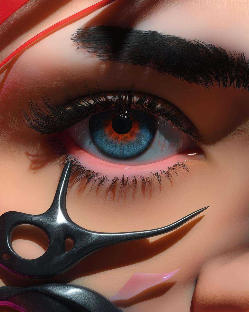close-up of an eye,  a woman with a mask on her face ,  cyb-3d-art on Tensor.Art