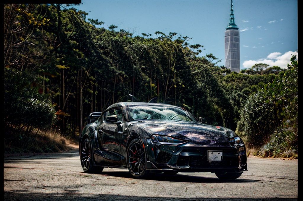 Supra A captivating image of a Supra,  its sleek silhouette painted in a mesmerizing pearlescent white. The photo showcase...