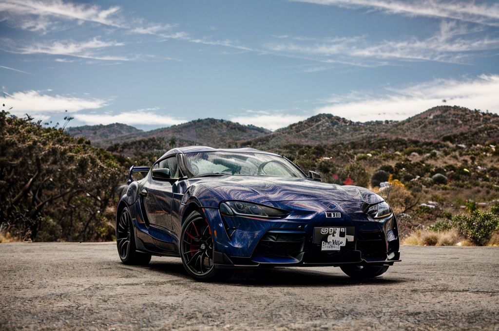 Supra A captivating image of a Supra,  its sleek silhouette painted in a mesmerizing pearlescent white. The photo showcase...