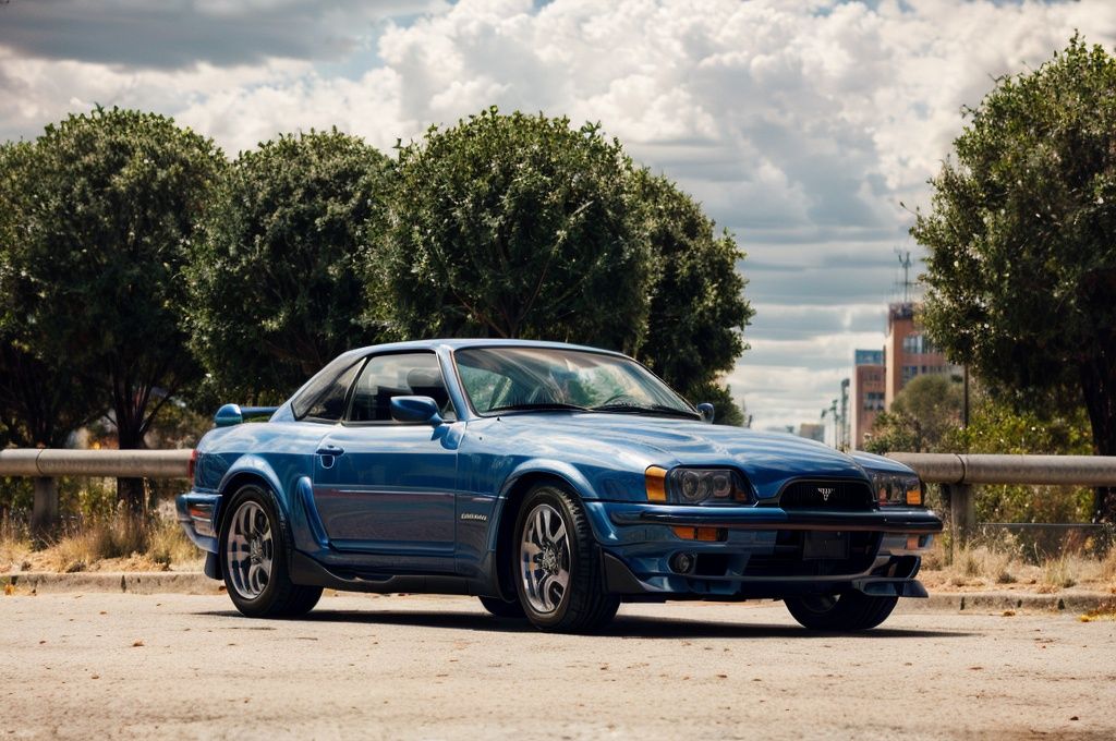 color photo of Supra Toyota car A dynamic shot of a Supra Toyota car,  its sleek and aerodynamic body painted in a strikin...